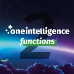 Rakete im Weltall mit Text "one.intelligence functions"