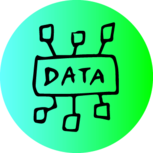 Kleines Icon mit dem Wort "data" in der Mitte und technischen Abzweigungen daraus